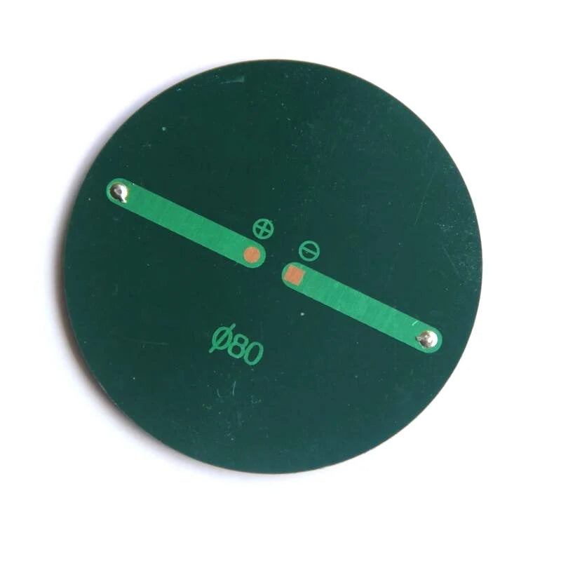 0.5W 80mm round solar module — round rear contact pads