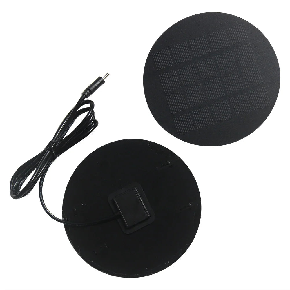 1.2W 1.2W round USB-C solar panel — round panel front and rear