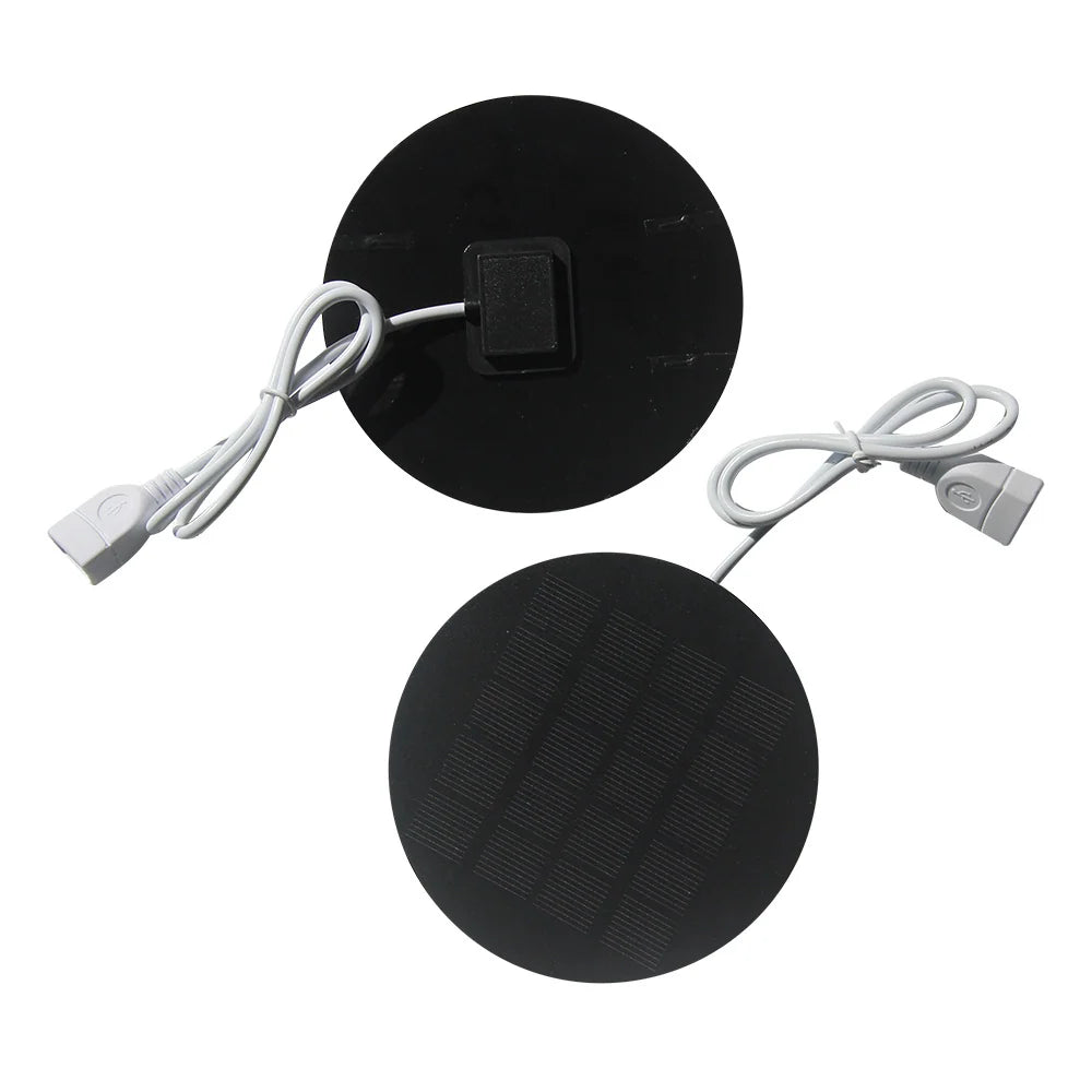1.2W solar panel — front and rear round panels