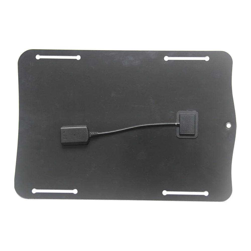 10W solar panel — panel rear and short USB lead