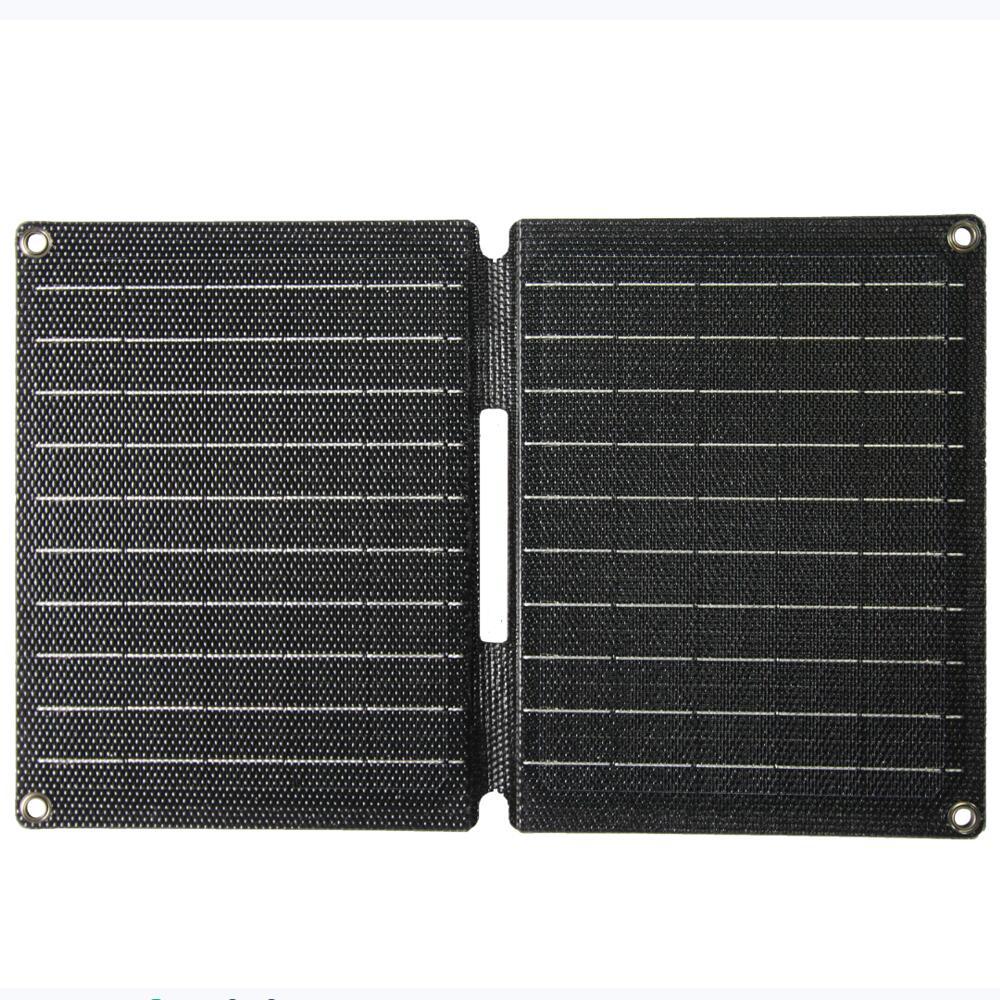 10W foldable solar charger — two-section charger fully opened