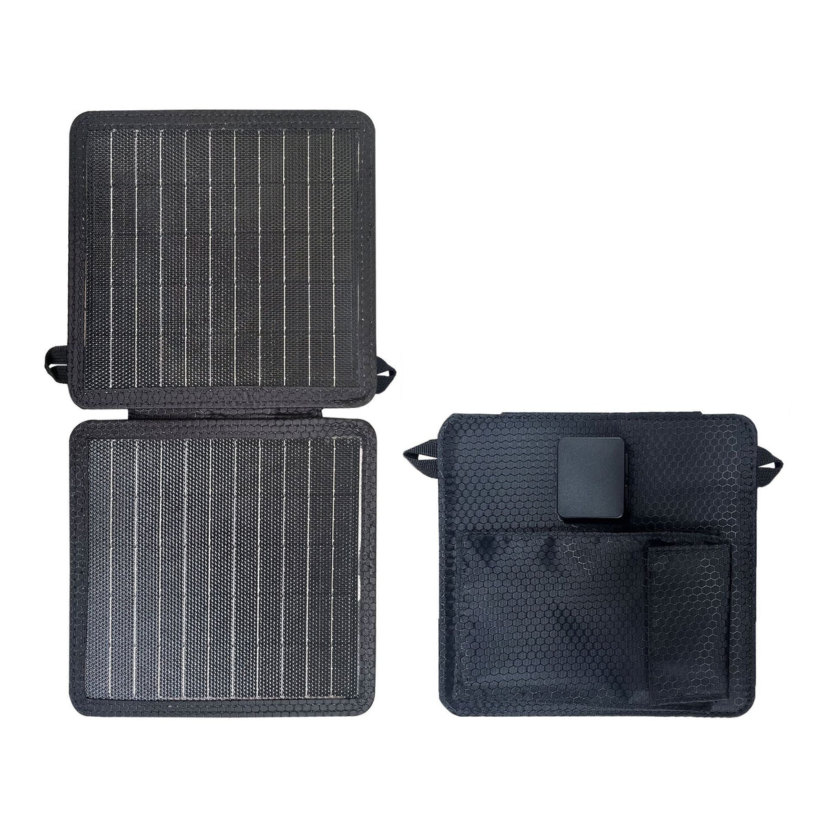 Close-up of the monocrystalline sections on the 10W folding solar charger