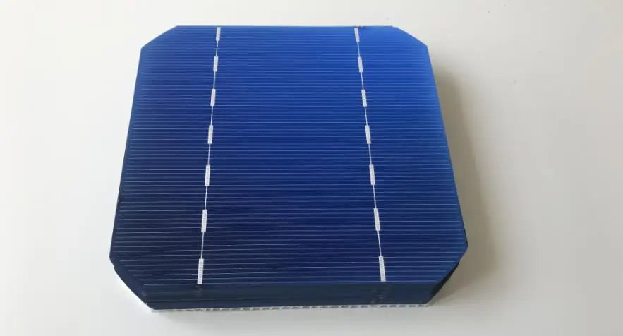 Front and rear views of a square mono solar cell