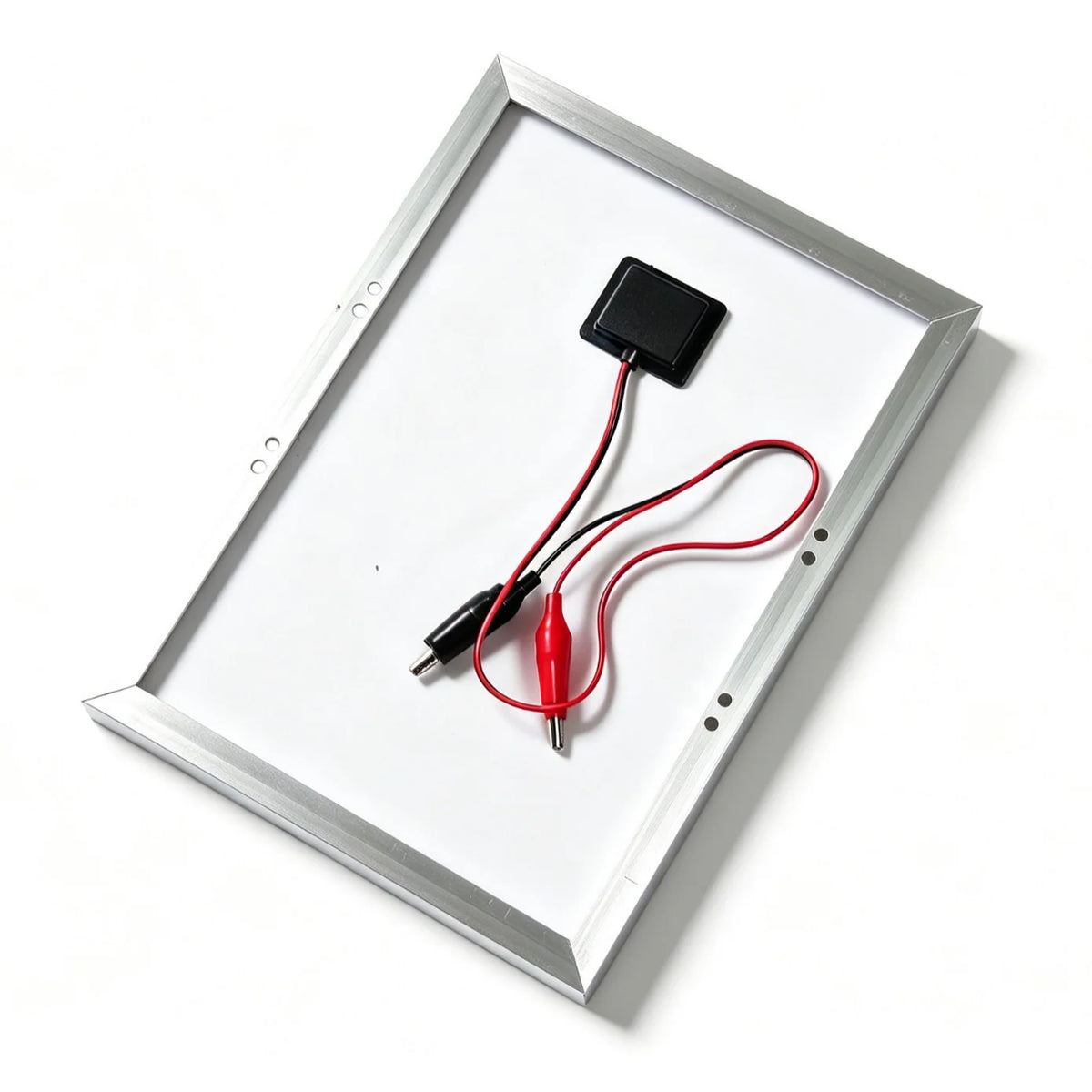 15W solar panel — aluminum frame rear and clip lead