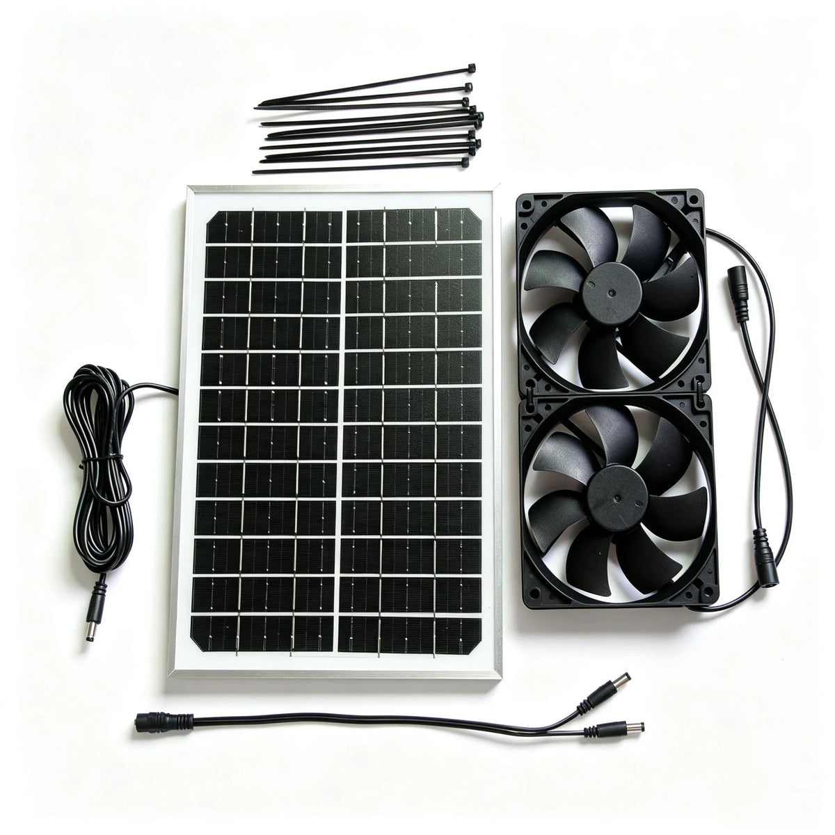 15W panel 15W solar fan kit — 15W twin-fan kit and fixings