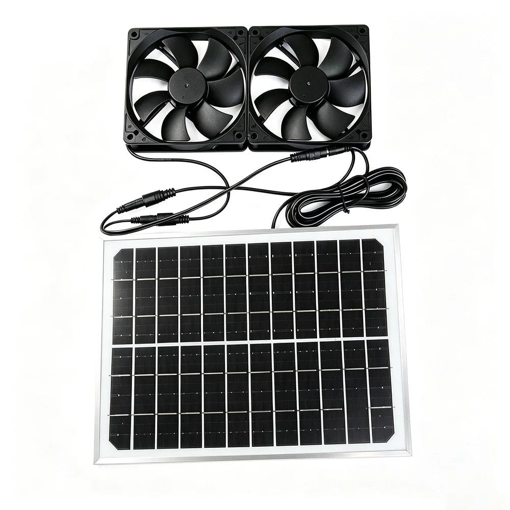 15W panel 15W solar fan kit — twin fans and solar module