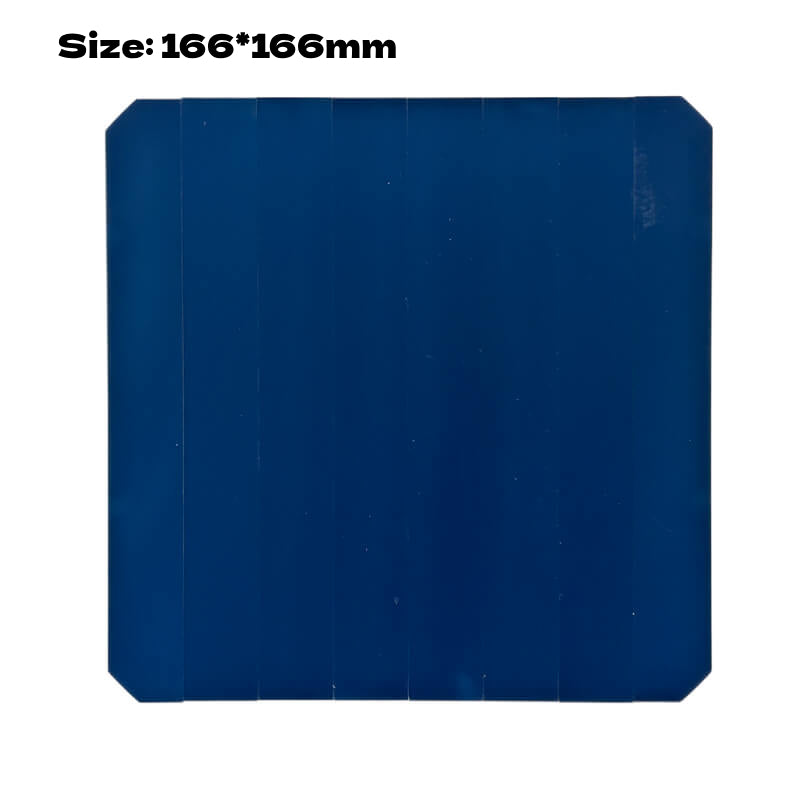 166 mm full cell, single blue square with chamfered corners.