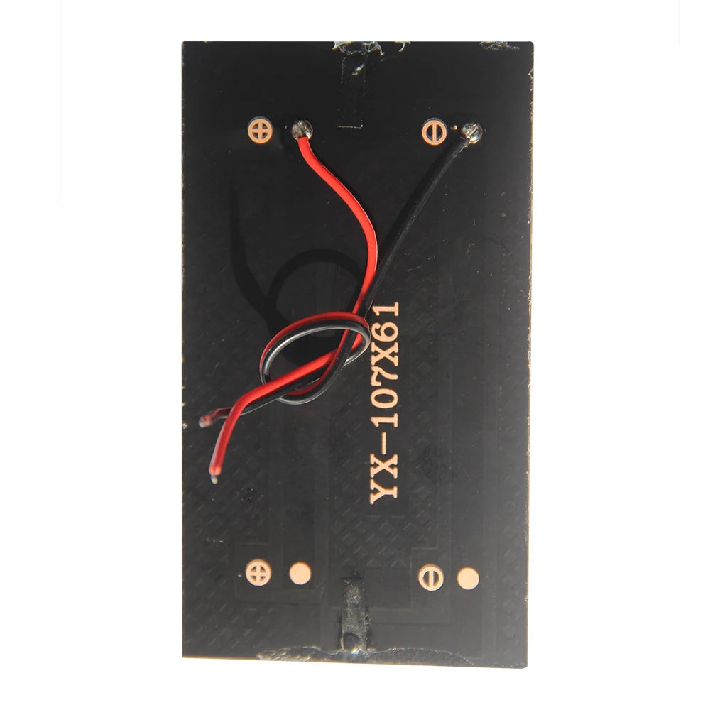1W mini solar panel — rear polarity markings and wires