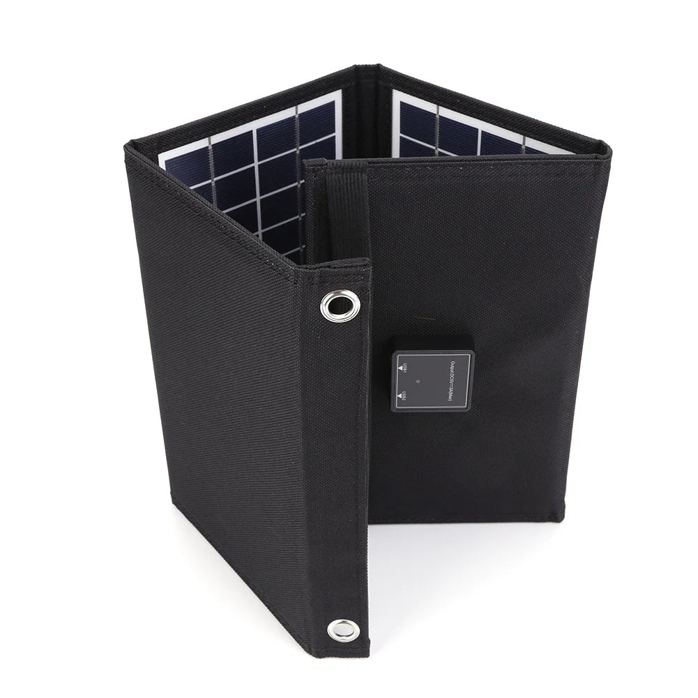 20W foldable solar charger — rear output box