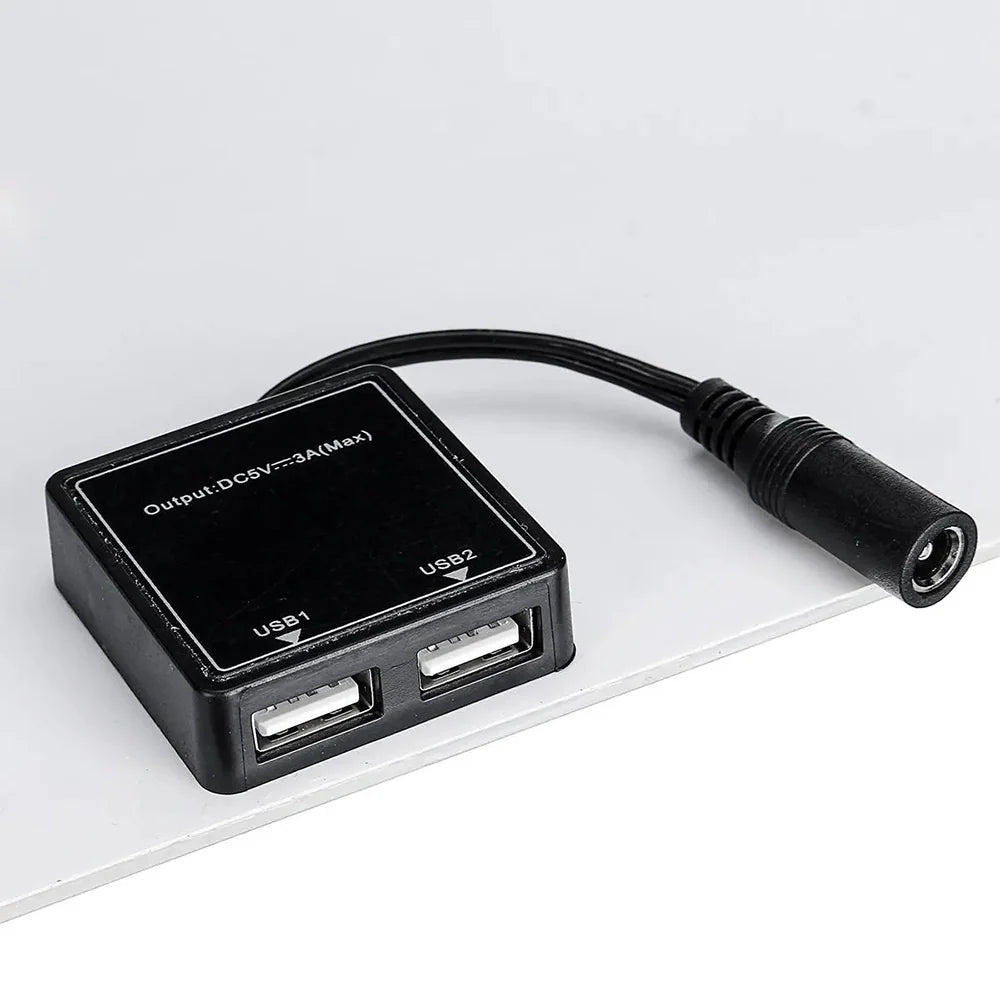 20W peak 20W solar battery charger — dual-USB converter and DC connector