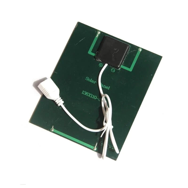 2W solar fountain pump — rear junction box and USB lead