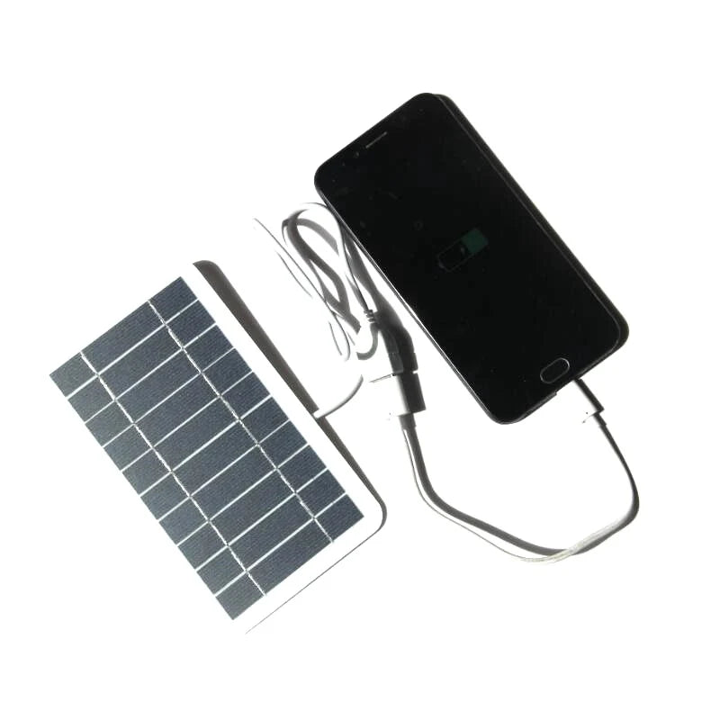 2W solar panel — panel and phone demonstration