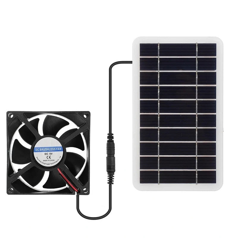 2W solar fan kit — panel and fan connected