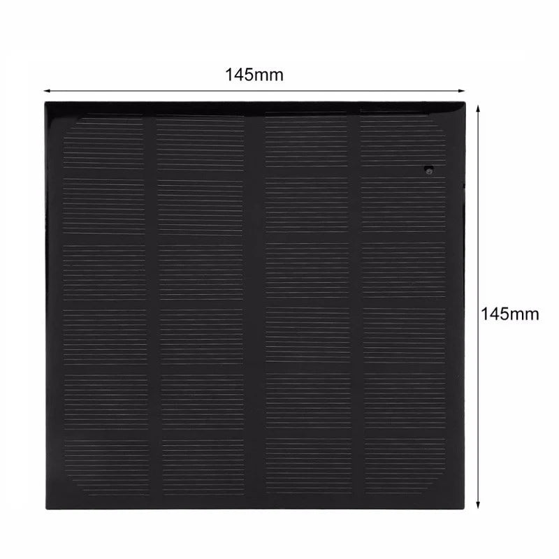 3W solar panel — 145 × 145mm dimensions