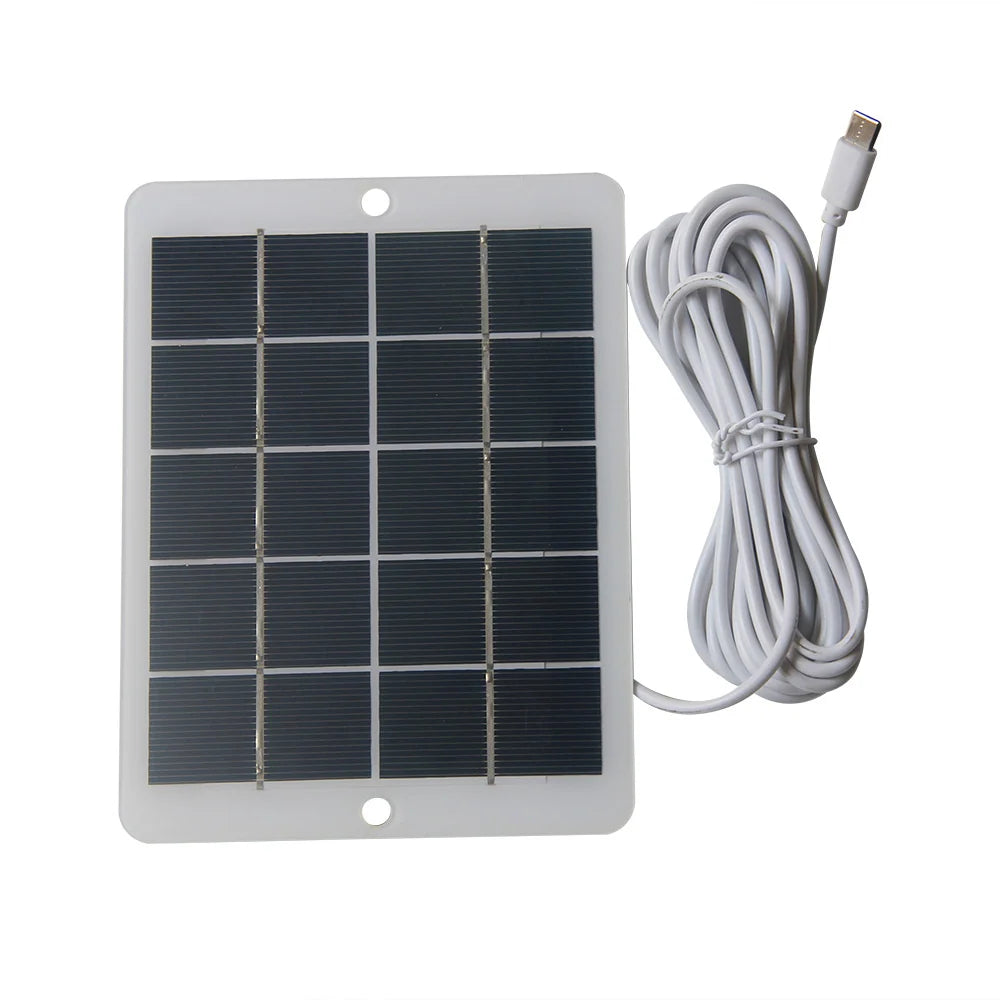 3W camera solar panel — panel and USB-C lead