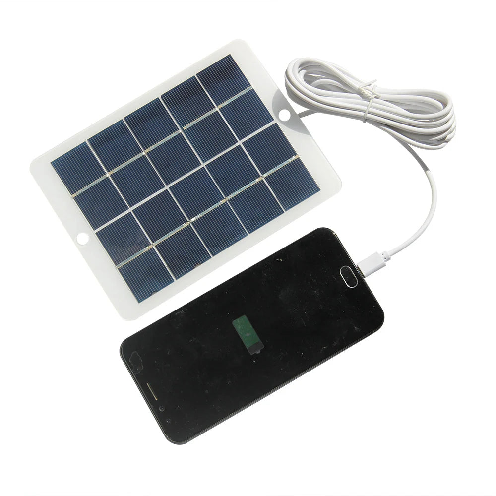 3W camera solar panel — phone charging demonstration