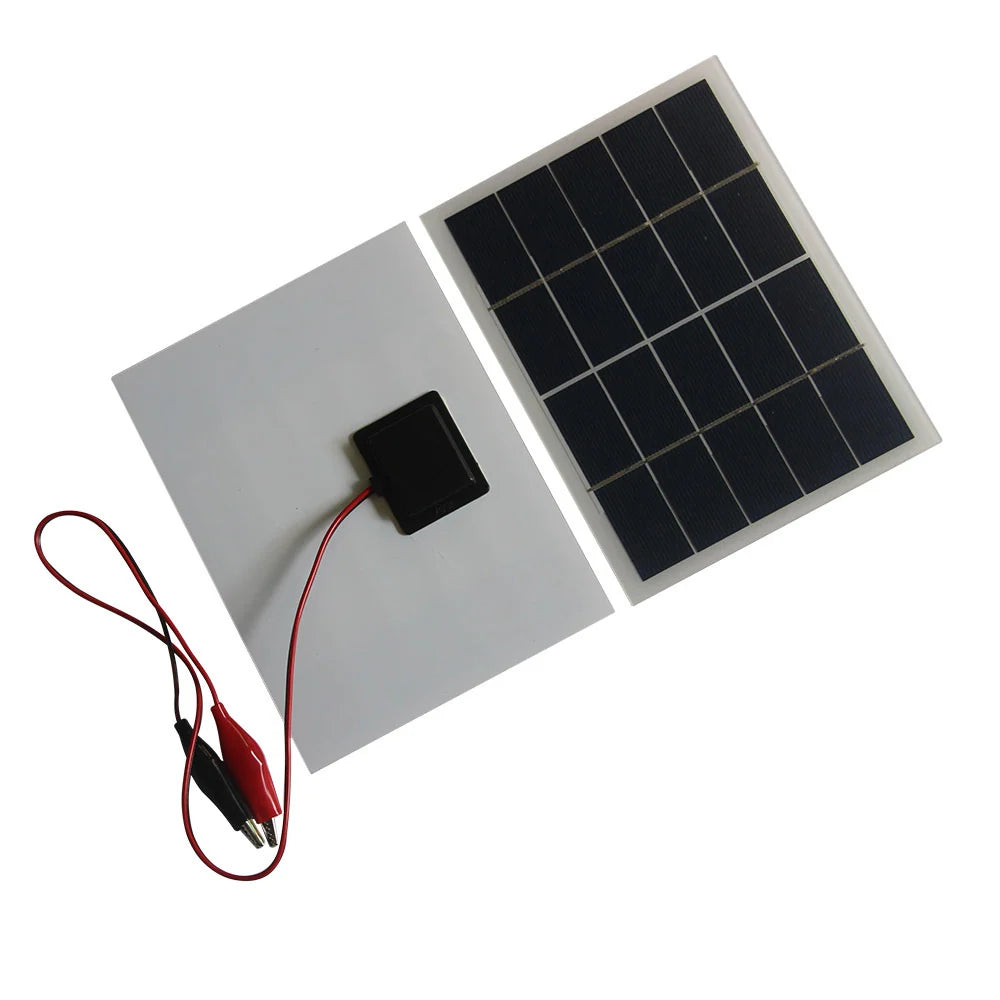 3W solar panel — front and rear panel views