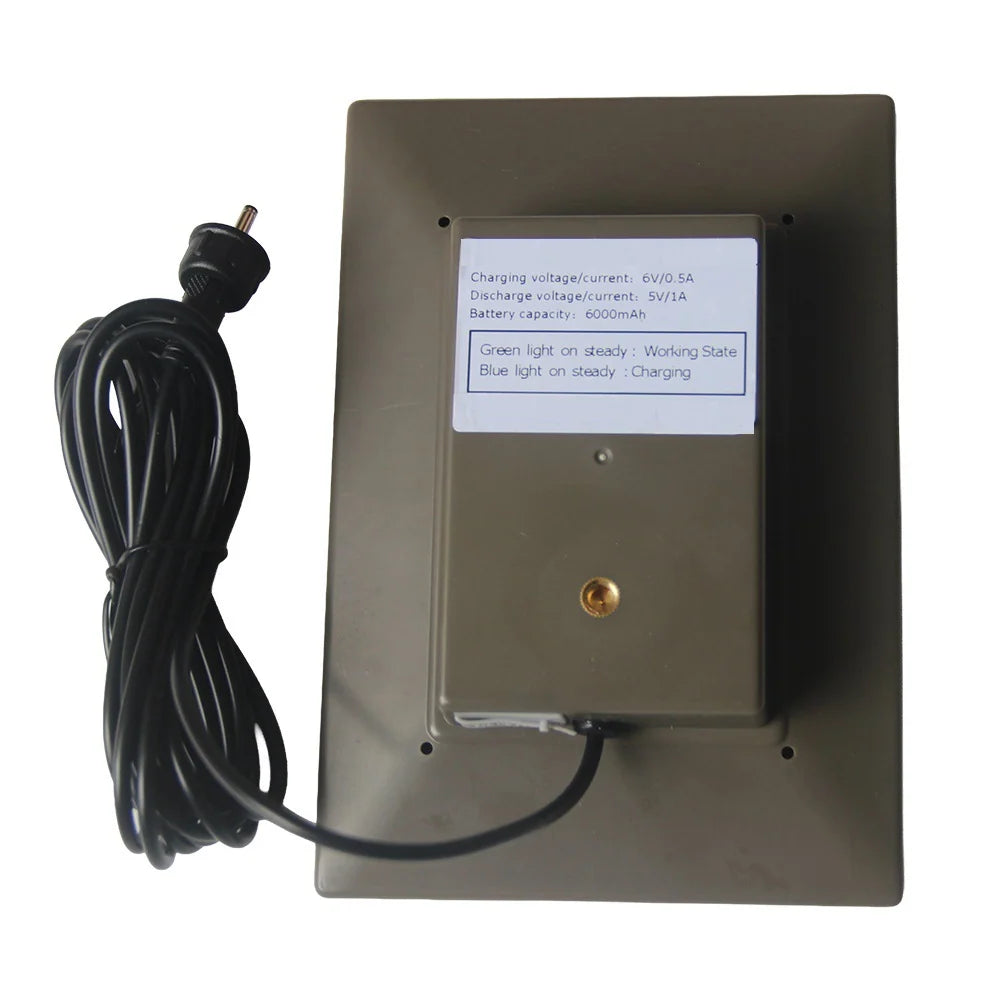 3W camera solar panel — rear battery housing and cable