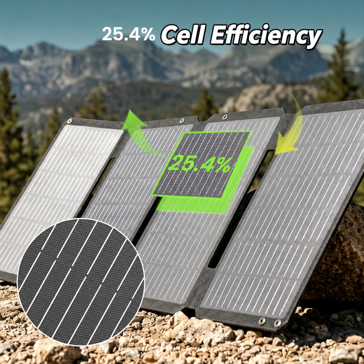 45W four-section monocrystalline solar charger with 25.4% cell efficiency