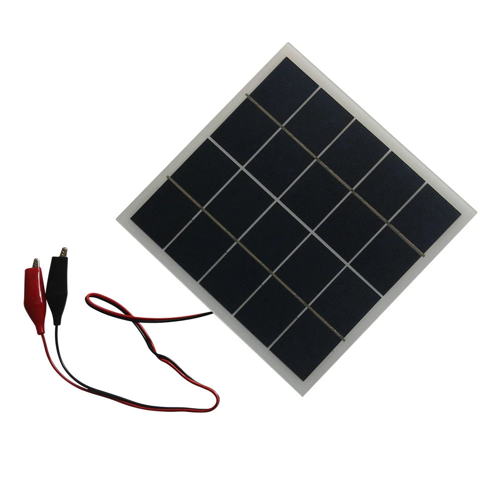 4W solar panel with battery clips — 4W module and battery clips