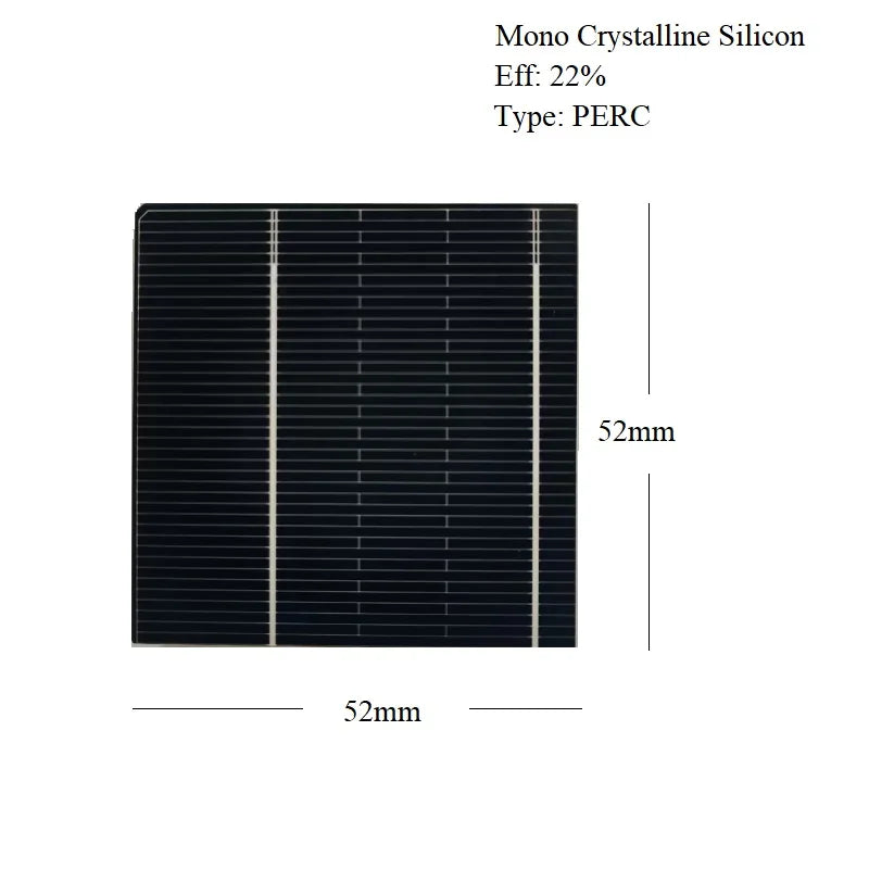 52mm x 52mm PERC solar cell specifications