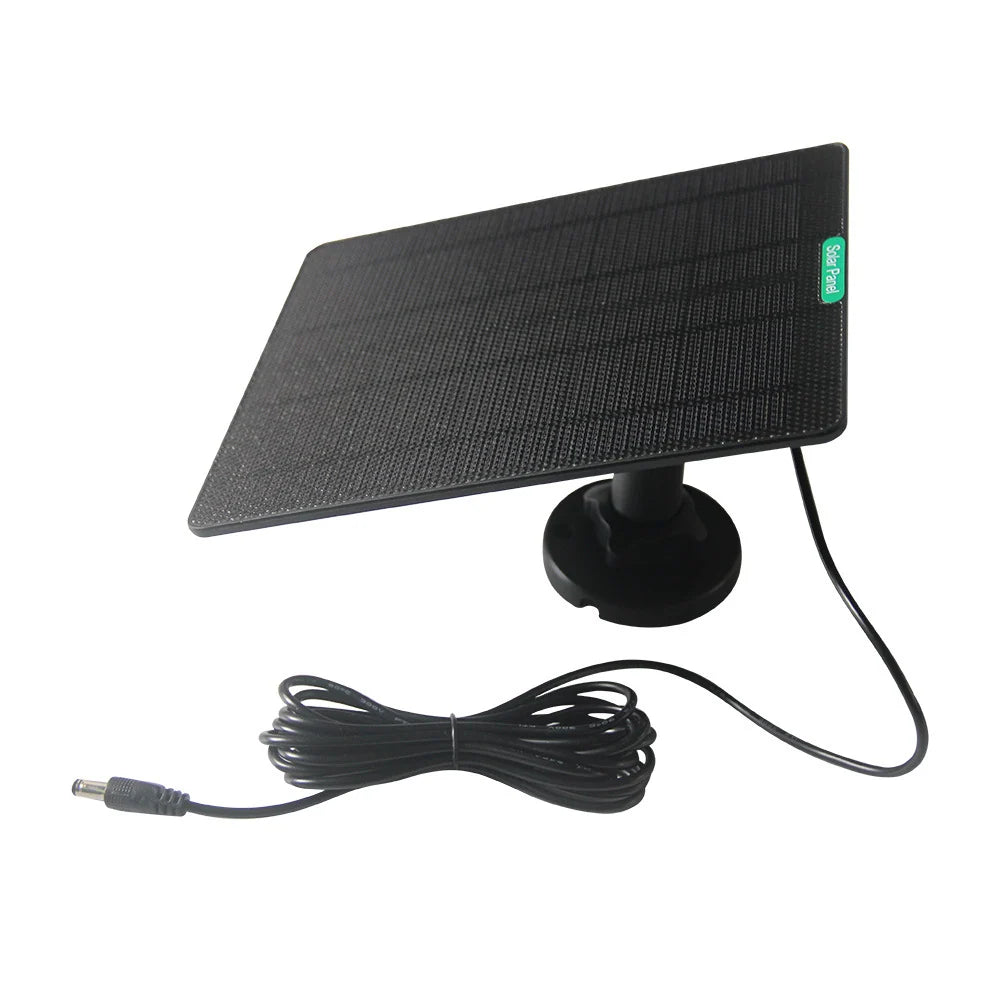 5W camera solar panel — black DC5521 panel and mount