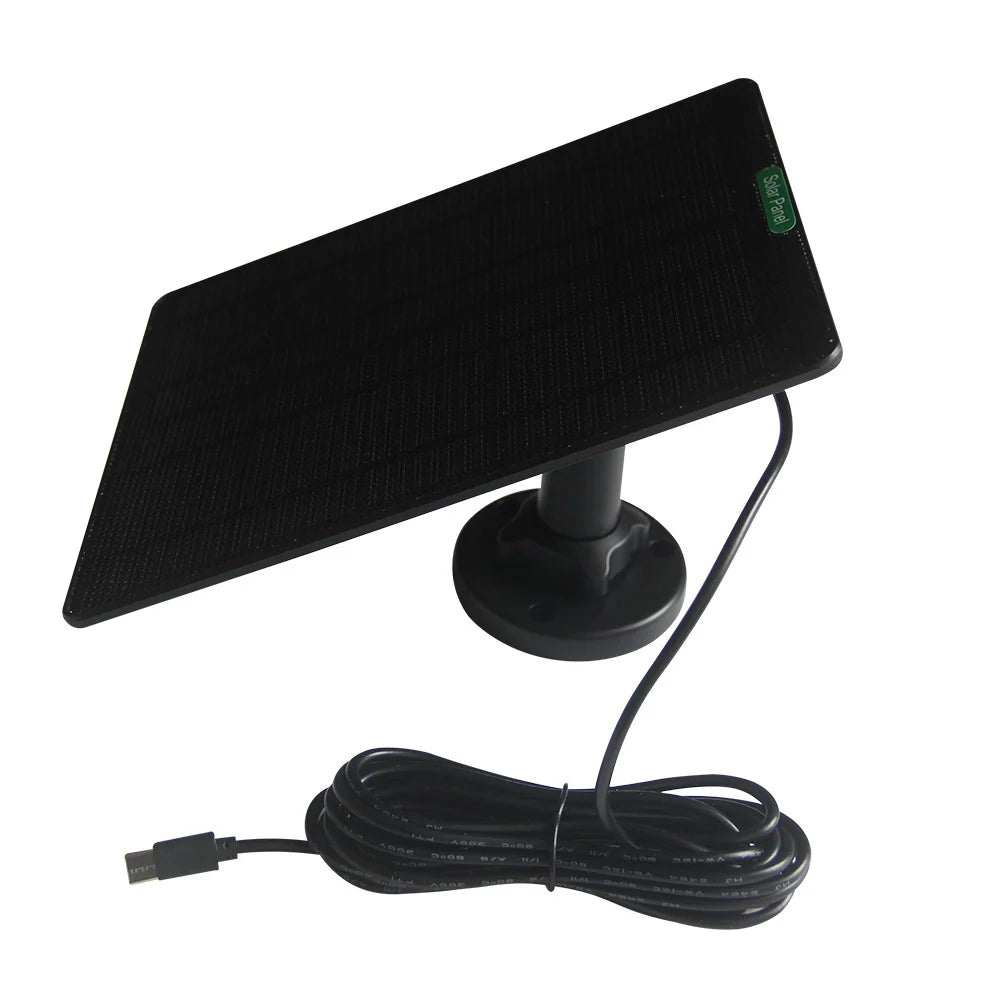 5W camera solar panel - black panel with USB-C lead