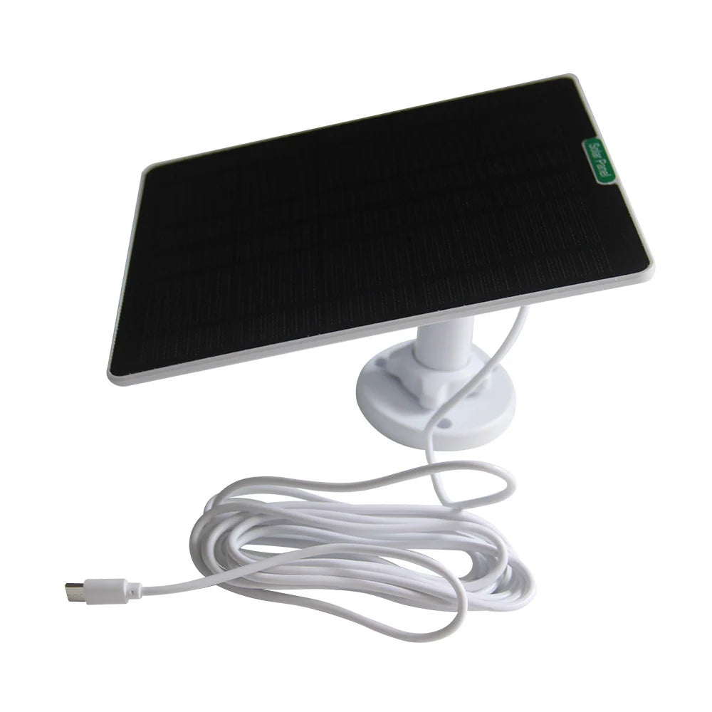 5W camera solar panel - white USB-C panel angled