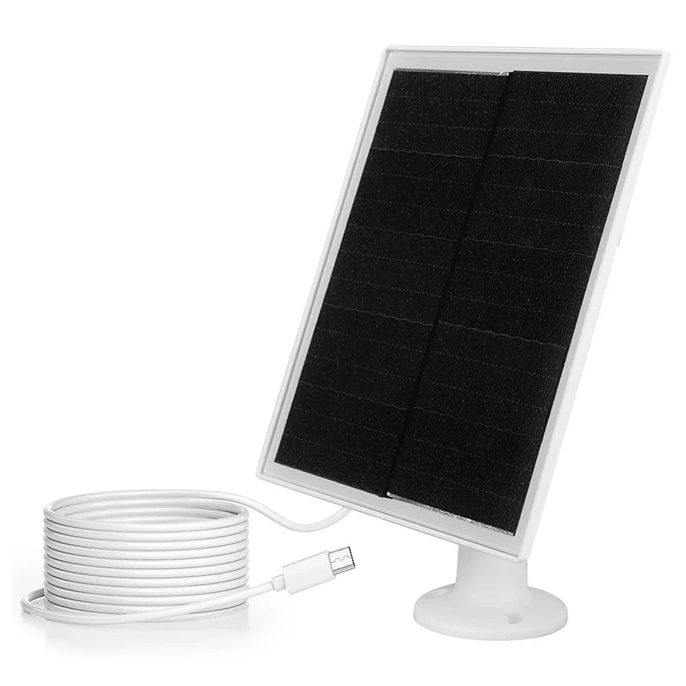 6W camera solar panel — white Micro-USB panel and cable