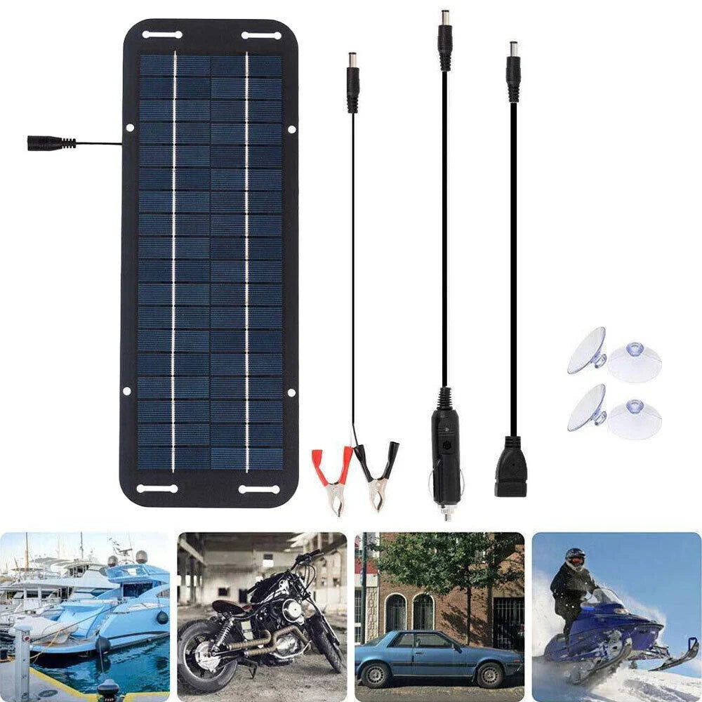 6W solar panel — panel leads and suction cups