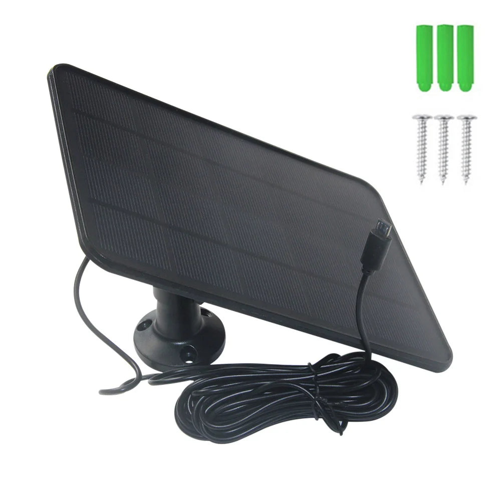 6W maximum 6W camera solar panel — black Micro-USB panel and fixings