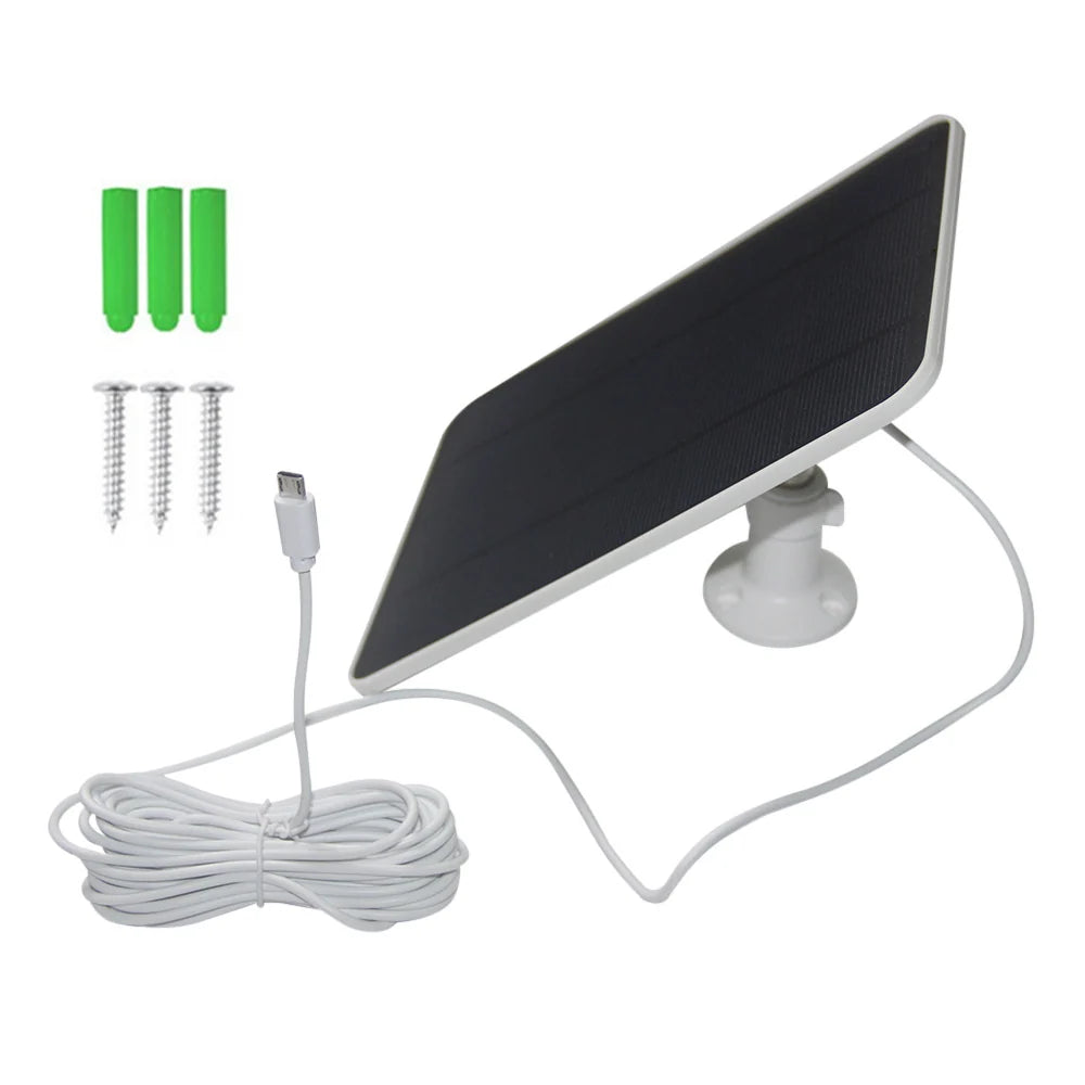 6W maximum 6W camera solar panel — white Micro-USB panel and fixings