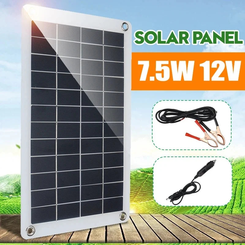 7.5W maximum 7.5W solar battery charger — 7.5W panel and lead configurations