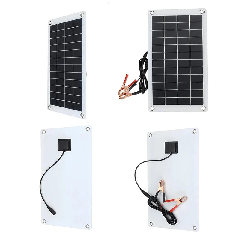 7.5W maximum 7.5W solar battery charger — front and rear panel views