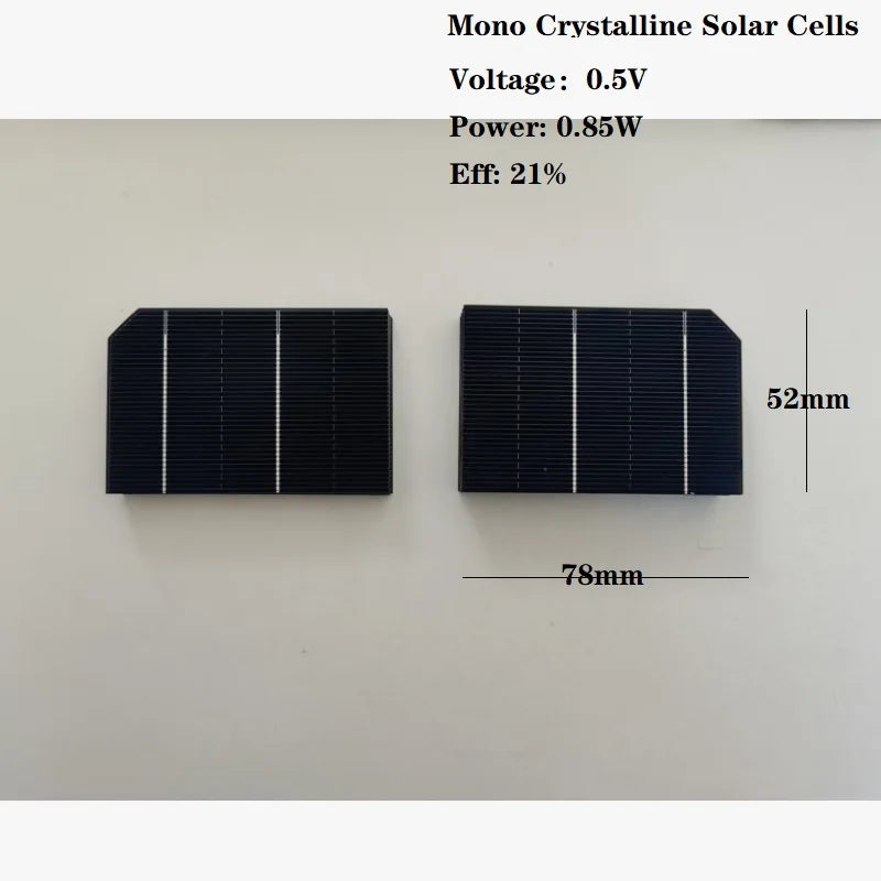 78mm x 52mm monocrystalline solar cell specification view