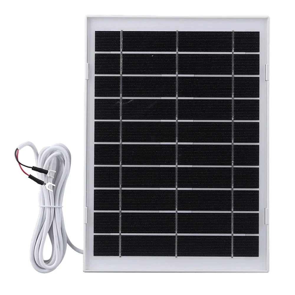 8W camera solar panel — white panel and fork lead