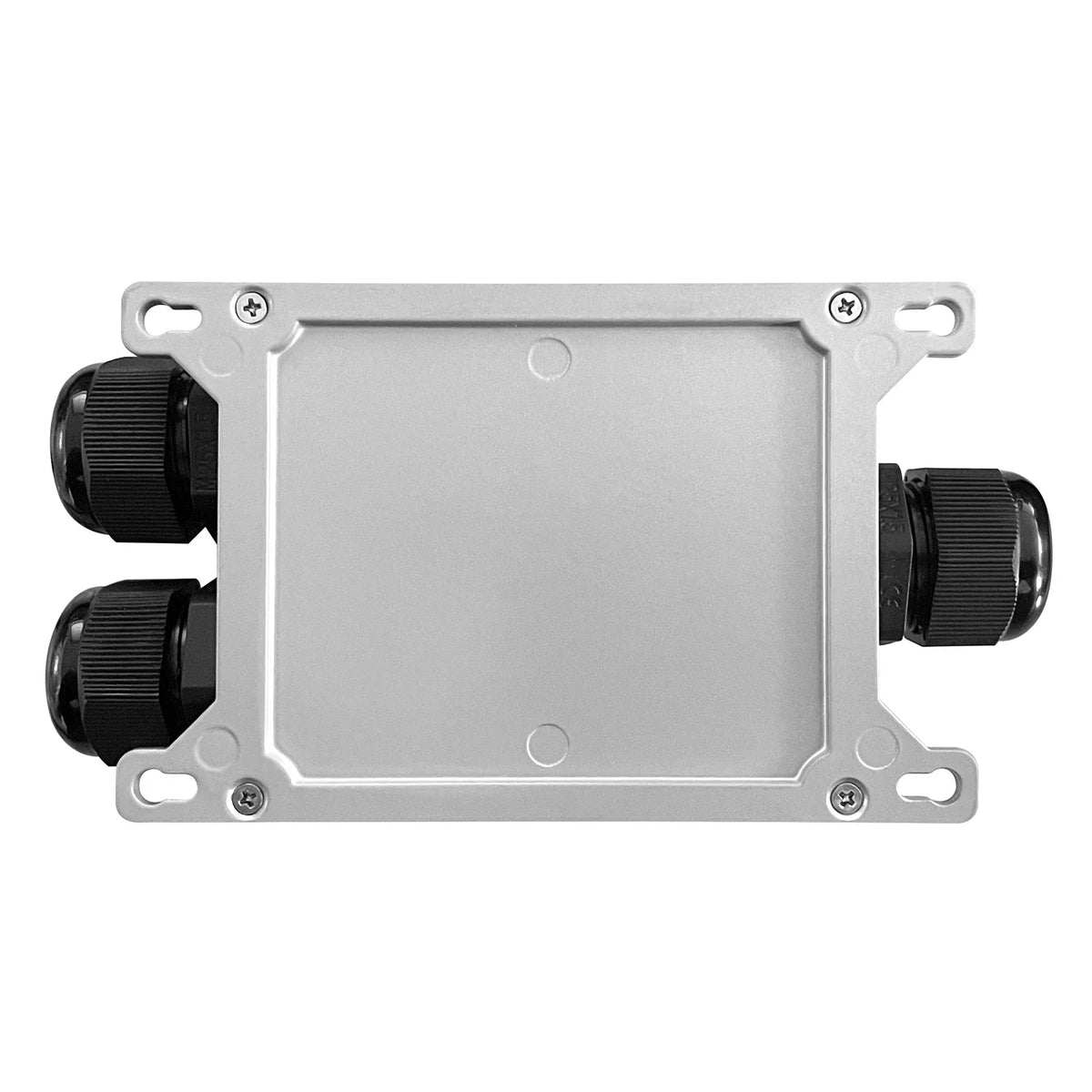 Rear metal enclosure and mounting tabs of the 90W PoE injector