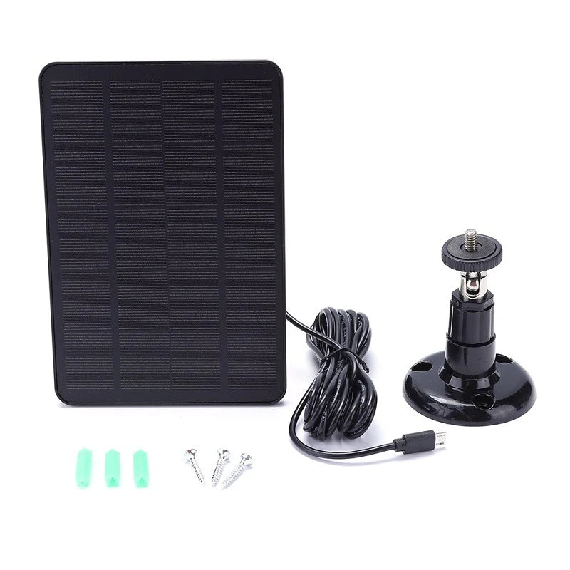 4W camera solar panel — black panel and fixing set