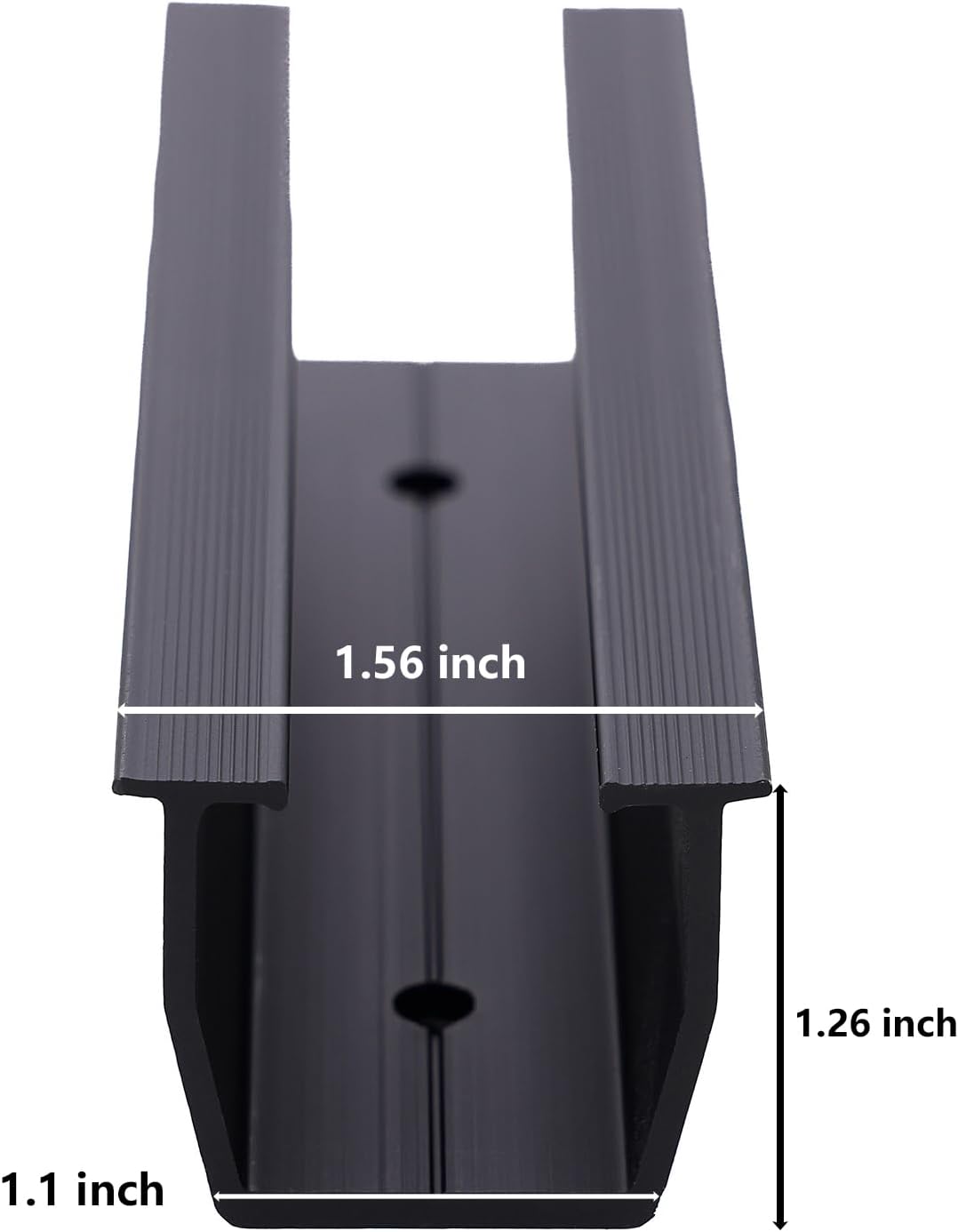 Black mini rails and clamp hardware for solar panel mounting