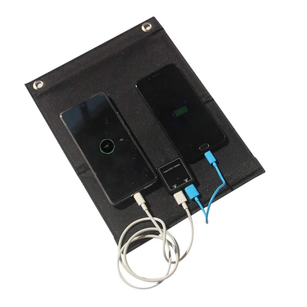 Two-phone charging example; phones and cables not included