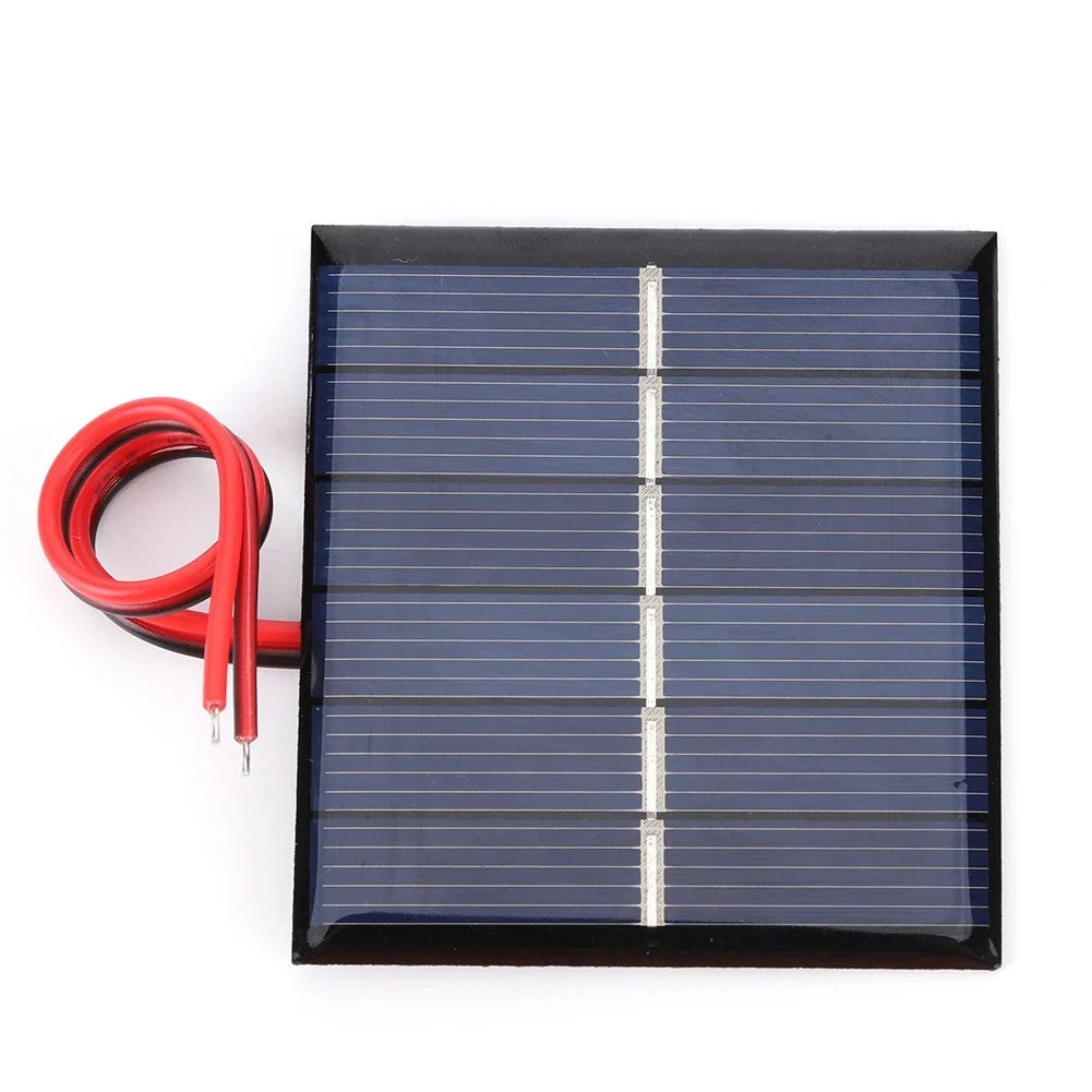 0.55W 3V Epoxy Mini Solar Panel with Wires, 60 × 55mm — mini panel face and wires