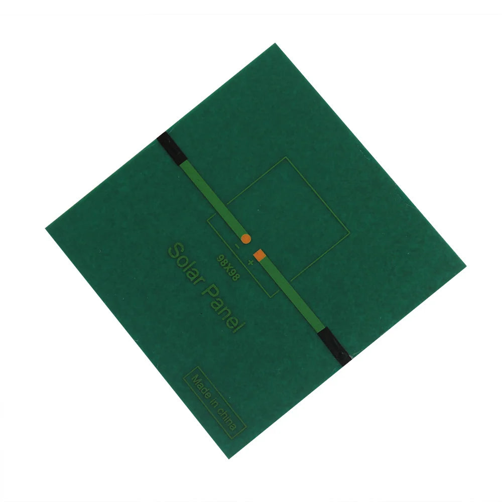1.3W 5.5V Mini Solar Panel, 98 × 98mm PET Module — green rear pads