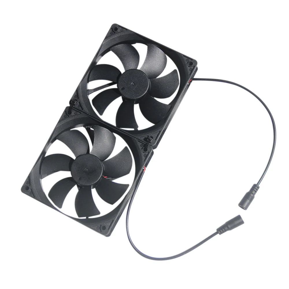 10W 12V Dual-Fan Solar Ventilation Kit with 3m DC Lead — pair of 120mm fans