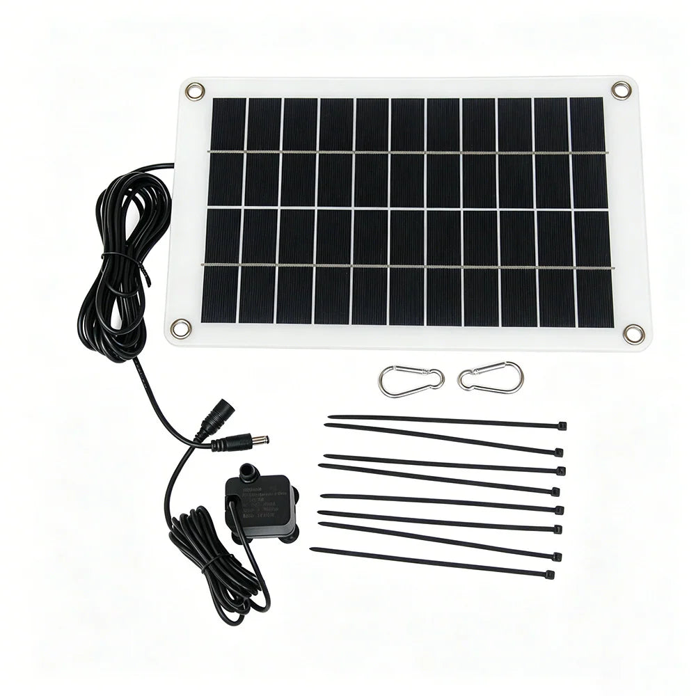 10W 12V Solar Fountain Pump Kit with 3m DC Cable — complete fountain components