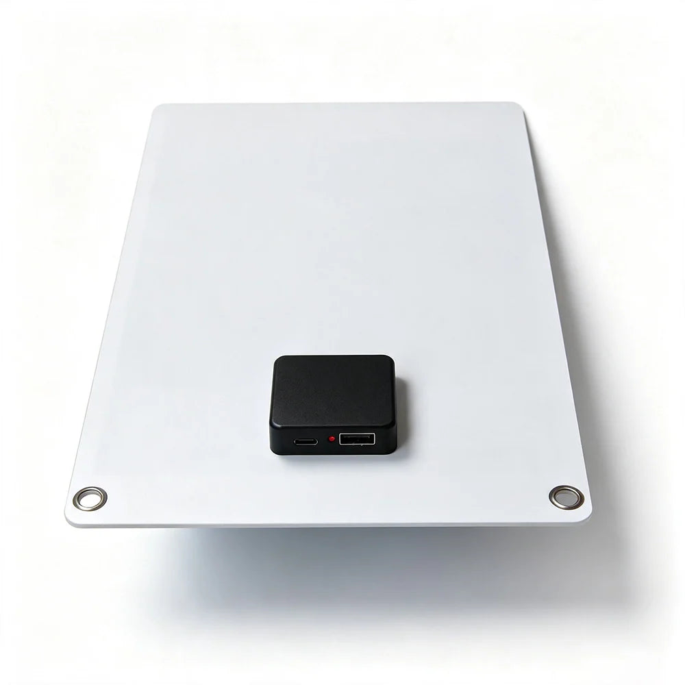 11W 5V Solar Charger Panel with USB-A and USB-C Outputs — rear USB output module