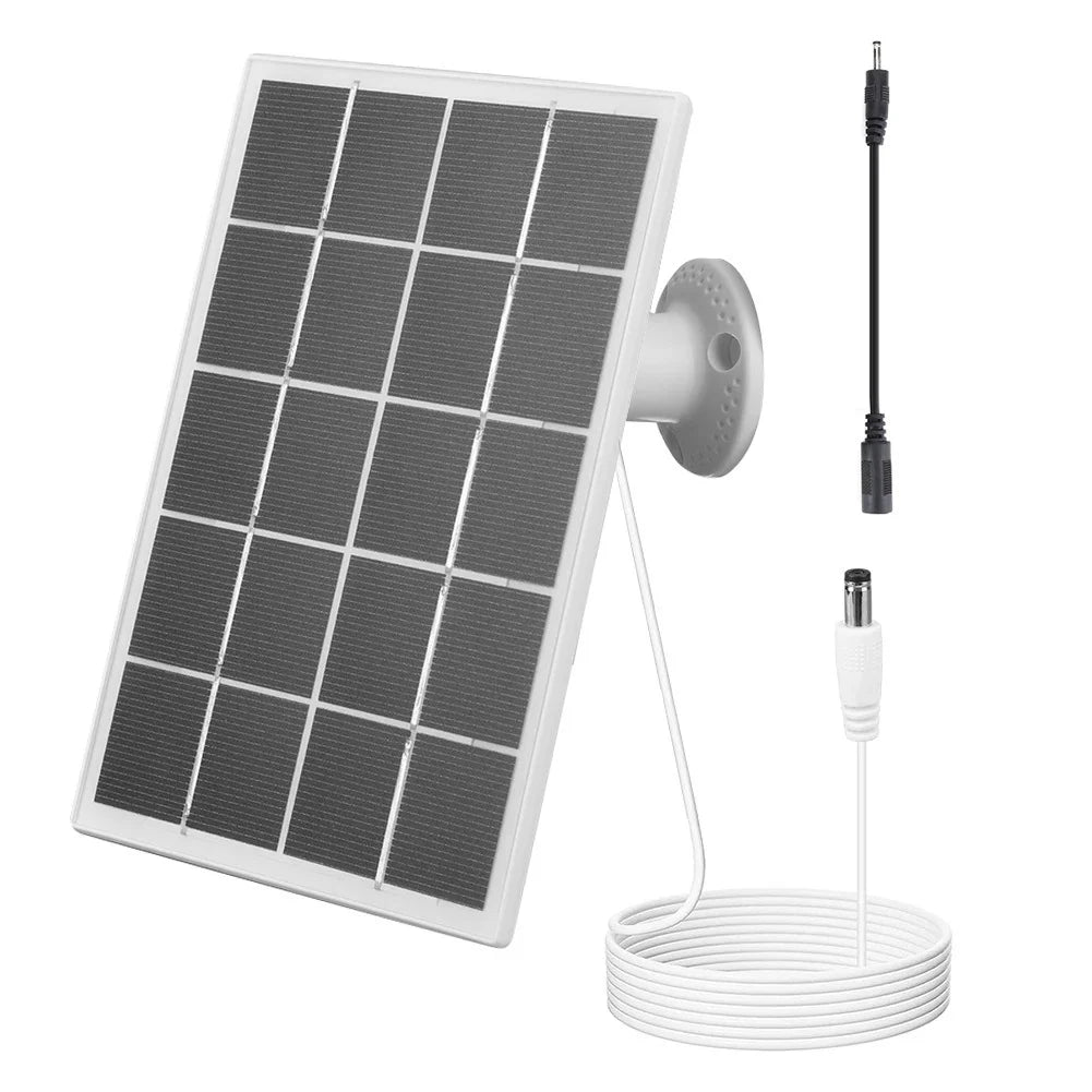 3.3W 5V Camera Solar Panel with Seven Connector Options — white panel with DC connector