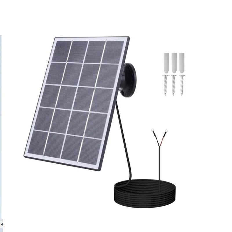 3.3W 5V Camera Solar Panel with Seven Connector Options — black panel with fork connector