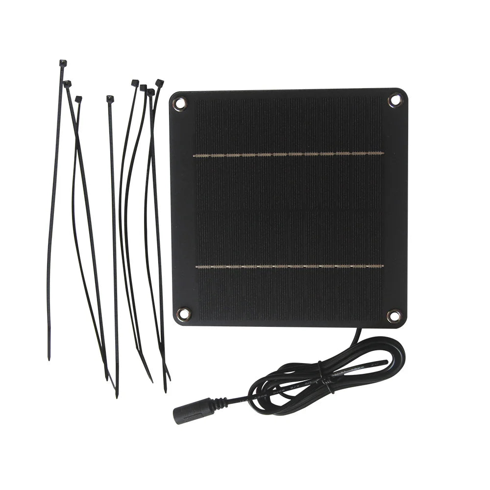 4W 12V Solar Ventilation Fan Kit with 1.5m DC Lead — ties and panel