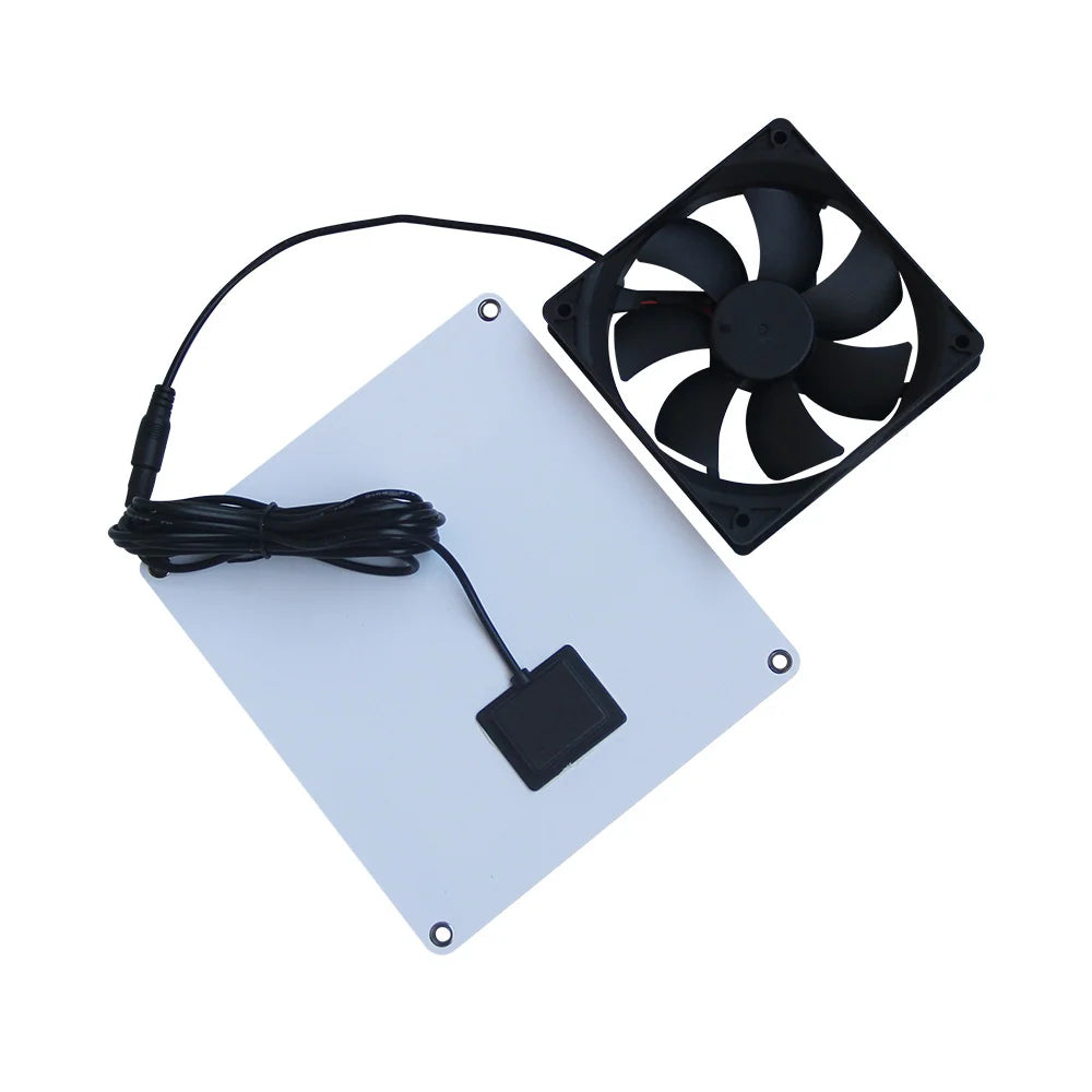 5W 12V Solar Ventilation Fan Kit with 3m DC Lead — rear of panel and fan