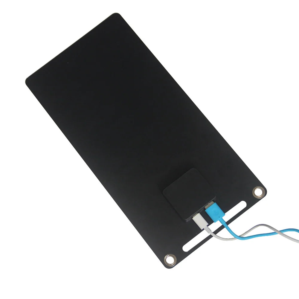 6W 5V Solar Charger Panel with USB-A and USB-C Outputs — panel rear with cable
